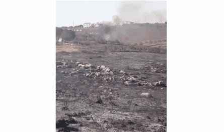 In the south .. controlling a fire near a UNIFIL centers