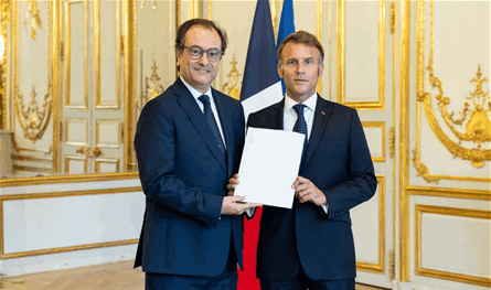 Macron receives the poet’s accreditation papers as the Ambassador of Lebanon in Paris