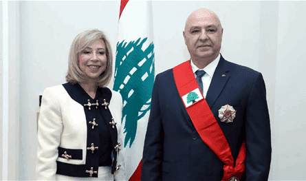 President Aoun and the first Lebanese left to New York
