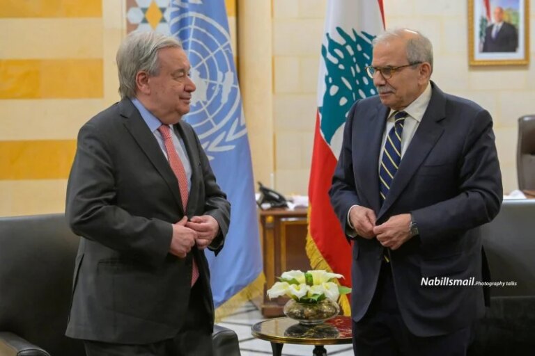 Salam and the Secretary-General of the United Nations: Discussions about the situation south of the Litani