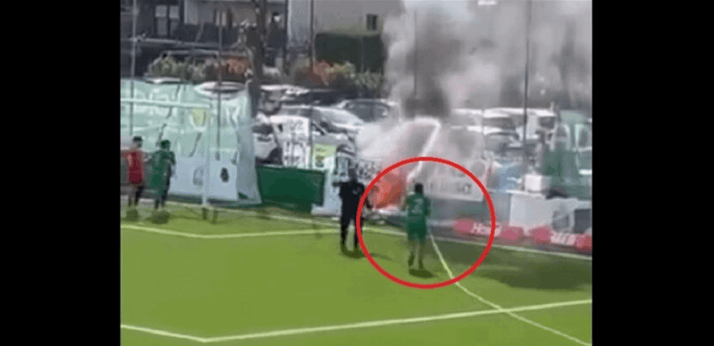 Setting fires during the match…and player intervention