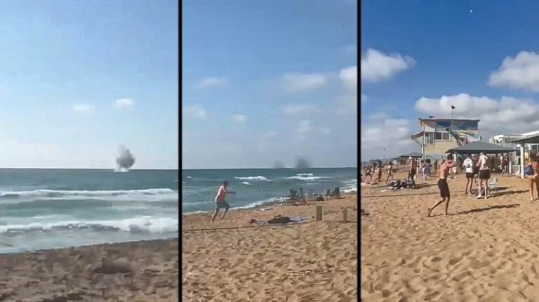 Watch what happened to beachgoers in Nahariya… Hezbollah missiles fall near those relaxing (video)