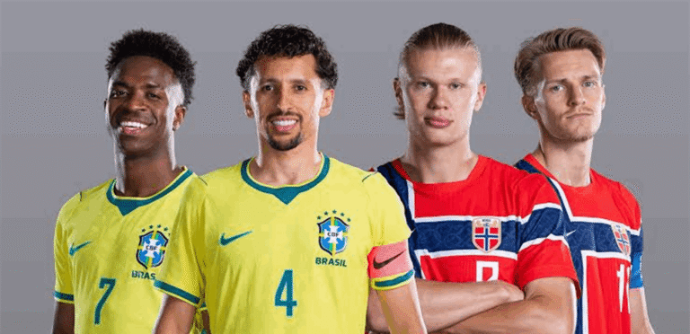 Before the start of the match.. Here is the formation of Brazil and Norway