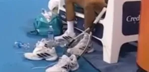 An attack on a tennis player who changes his shoes every time he loses
