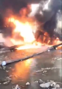 Flames rising in Nahr al-Bared…an oil pipeline fire